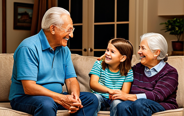 Family Storytelling Session**

"A multigenerational family gathered in a cozy living room, the grandfather telling a story to his grandchildren, everyone is smiling, fully clothed, modest clothing, appropriate attire, safe for work, perfect anatomy, natural proportions, warm lighting, indoor setting, professional photography, high quality, family-friendly"

**