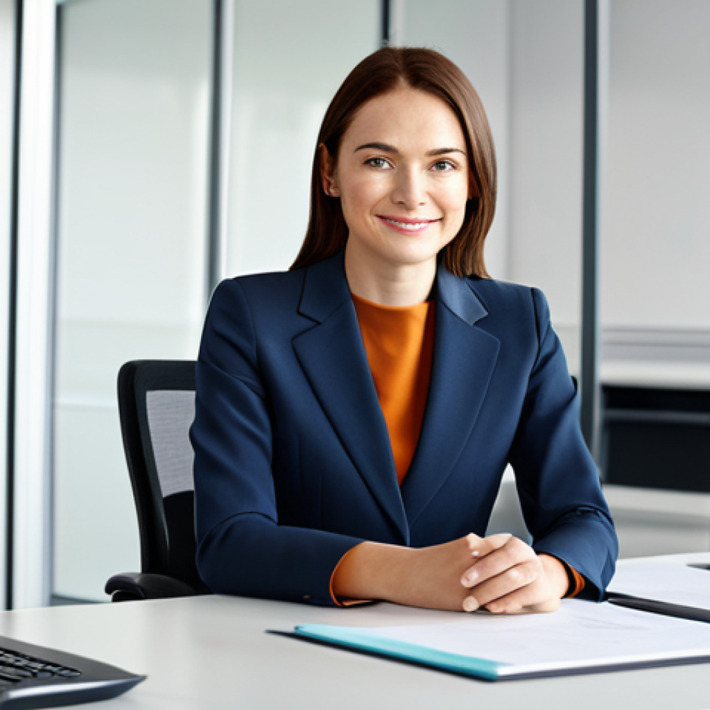 **

A family-friendly scene showing a professional businesswoman in a modest business suit, sitting at a desk in a modern office, fully clothed, appropriate attire, safe for work, perfect anatomy, natural proportions, professional photography, high quality. The setting includes colleagues working in the background, fostering a collaborative and supportive environment.

**