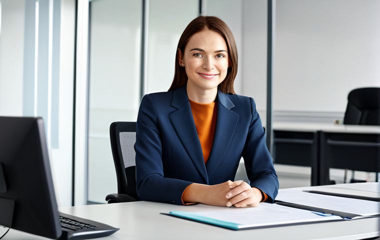 **

A family-friendly scene showing a professional businesswoman in a modest business suit, sitting at a desk in a modern office, fully clothed, appropriate attire, safe for work, perfect anatomy, natural proportions, professional photography, high quality. The setting includes colleagues working in the background, fostering a collaborative and supportive environment.

**